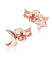 Crescent Moon and Star Shaped Silver Ear Stud STS-5526